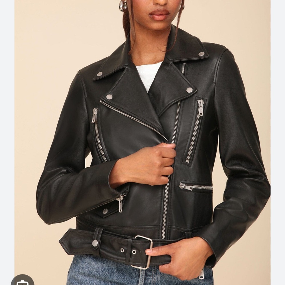 Leather biker jacket